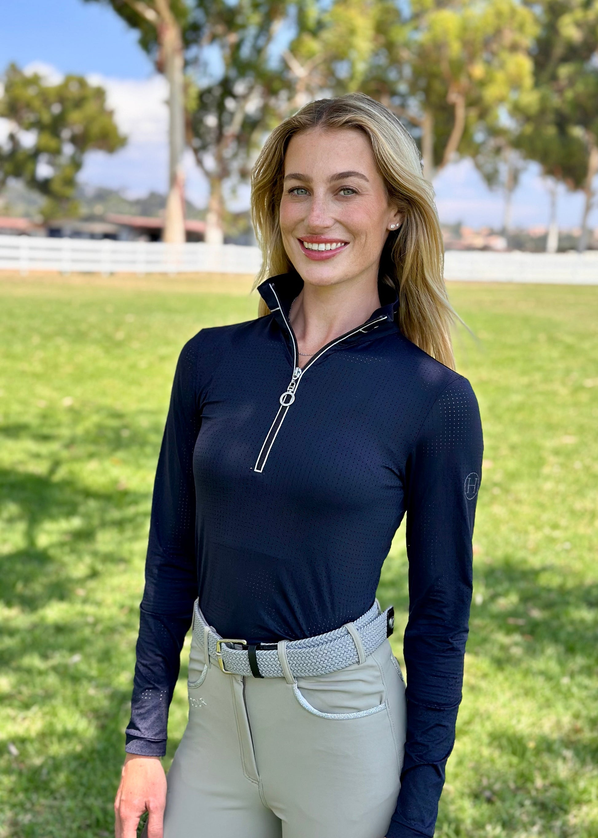 Breezi Perforated Zip Up Sun Shirt