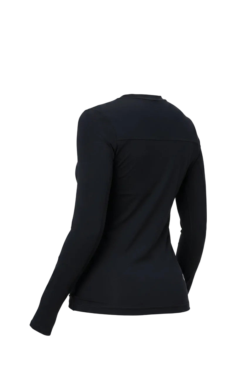 black long-sleeve athletic top on a white background