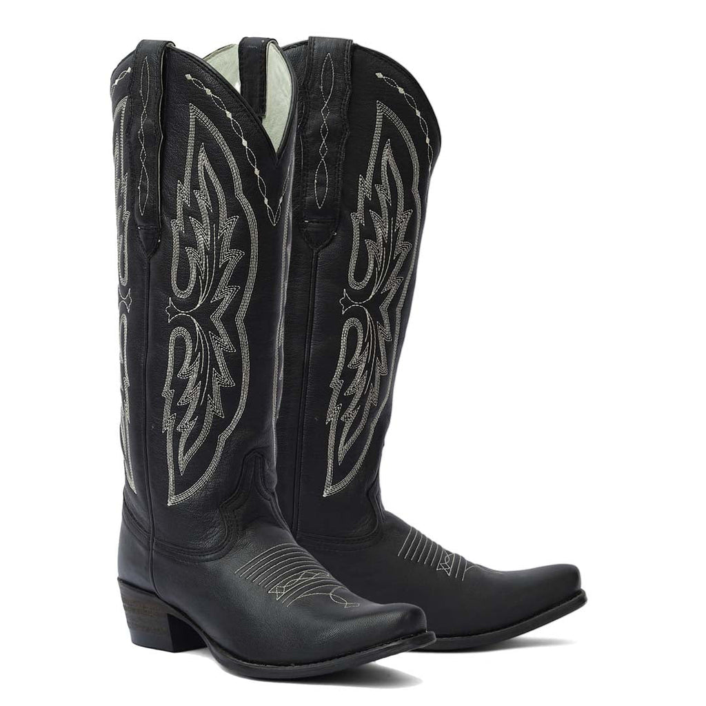 Cody Embroidered Leather Snip Toe Cowboy Boots