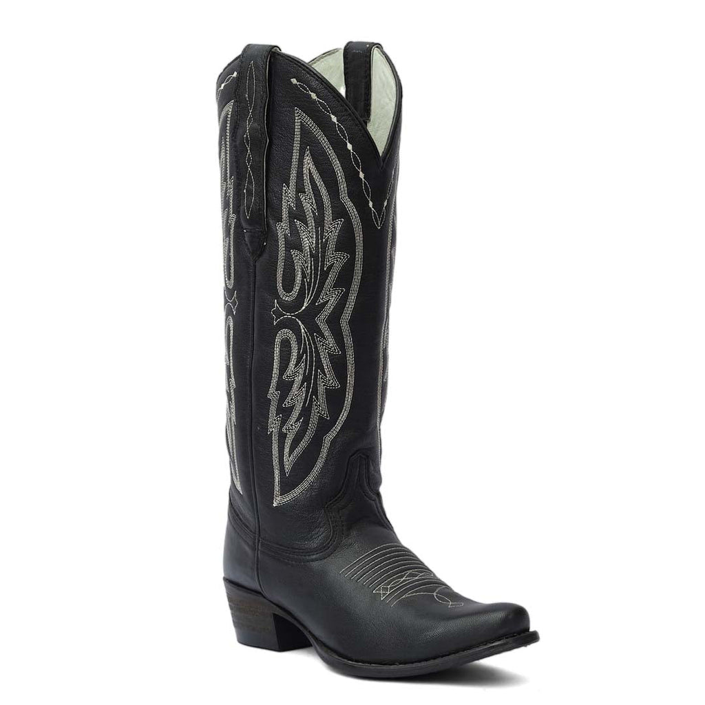 Cody Embroidered Leather Snip Toe Cowboy Boots