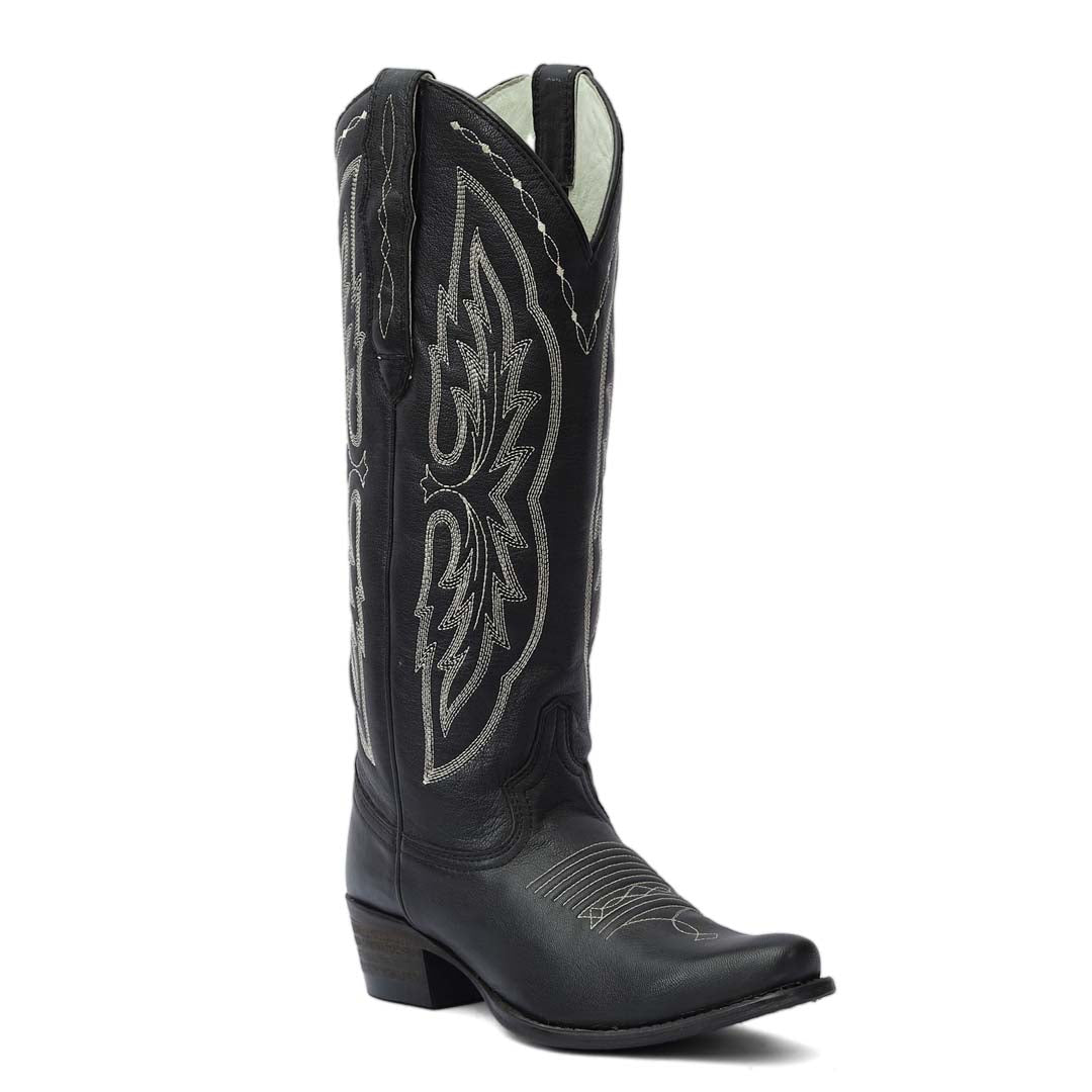 Cody Embroidered Leather Snip Toe Cowboy Boots
