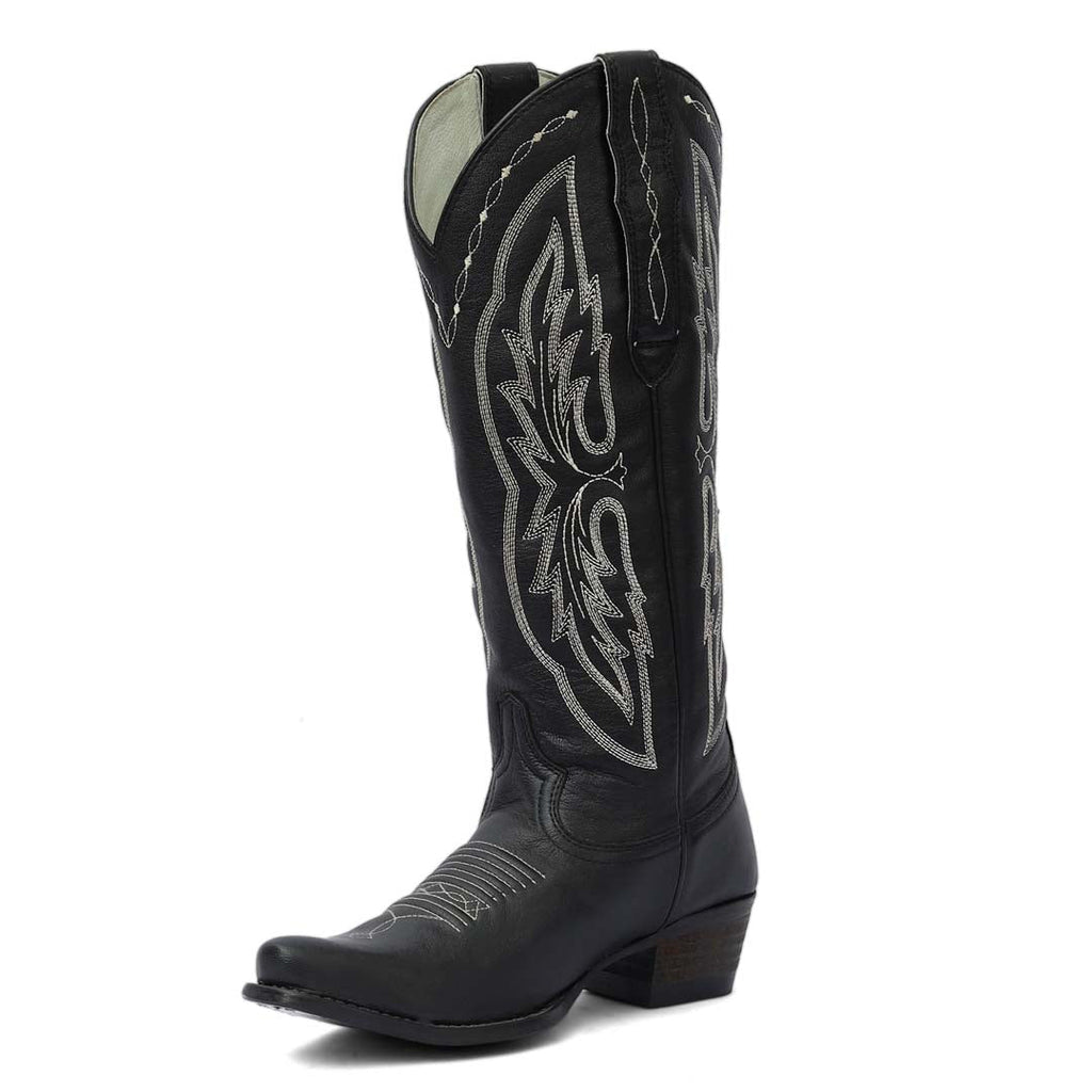 Cody Embroidered Leather Snip Toe Cowboy Boots