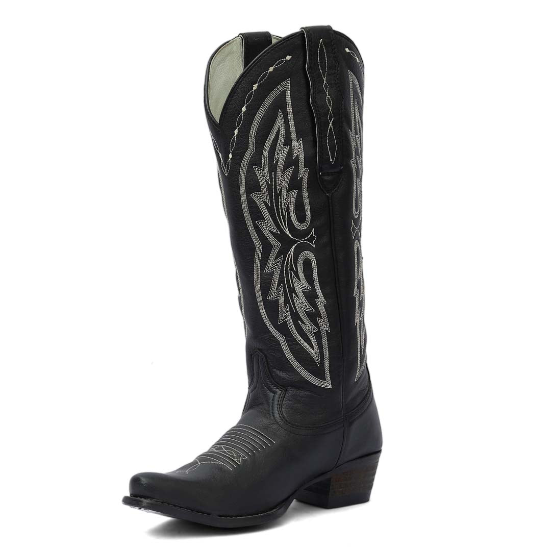 Cody Embroidered Leather Snip Toe Cowboy Boots