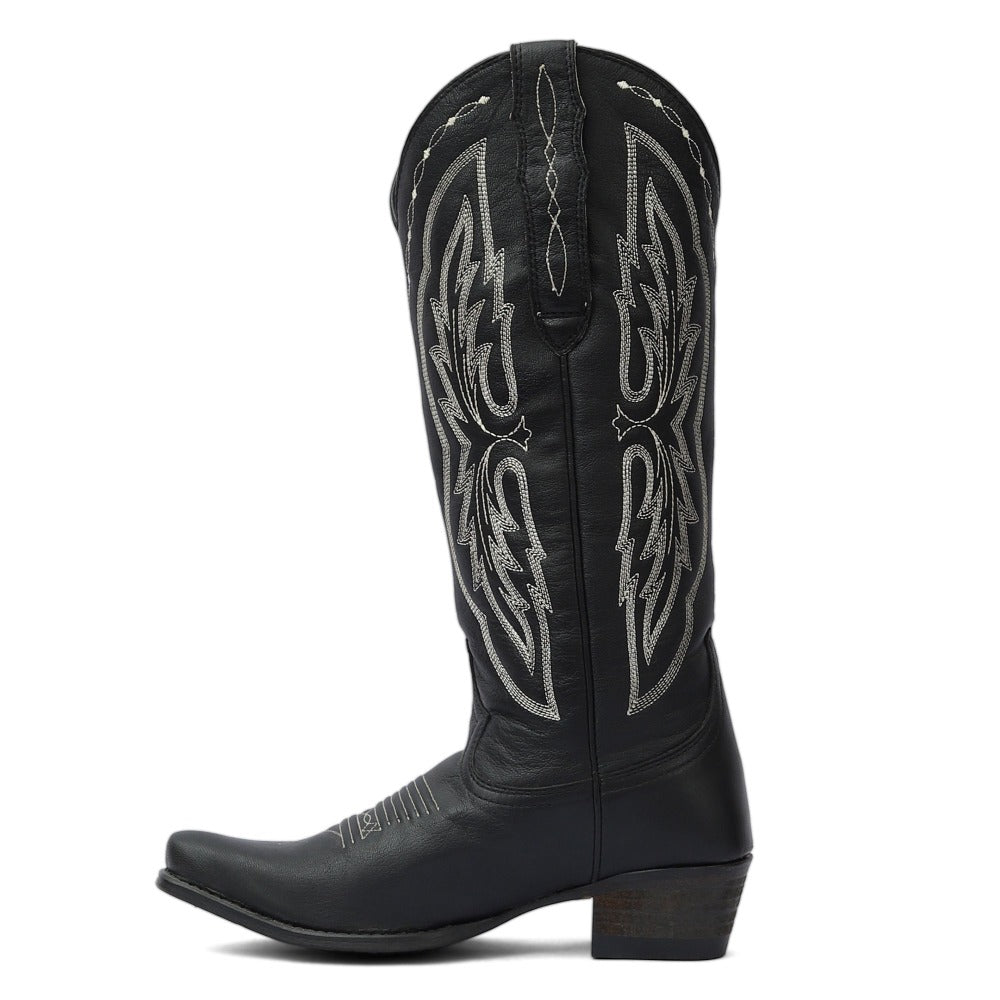 Cody Embroidered Leather Snip Toe Cowboy Boots