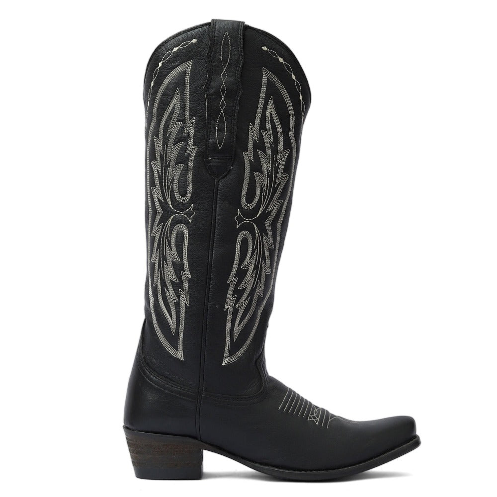 Cody Embroidered Leather Snip Toe Cowboy Boots
