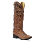 Cody Embroidered Leather Snip Toe Cowboy Boots