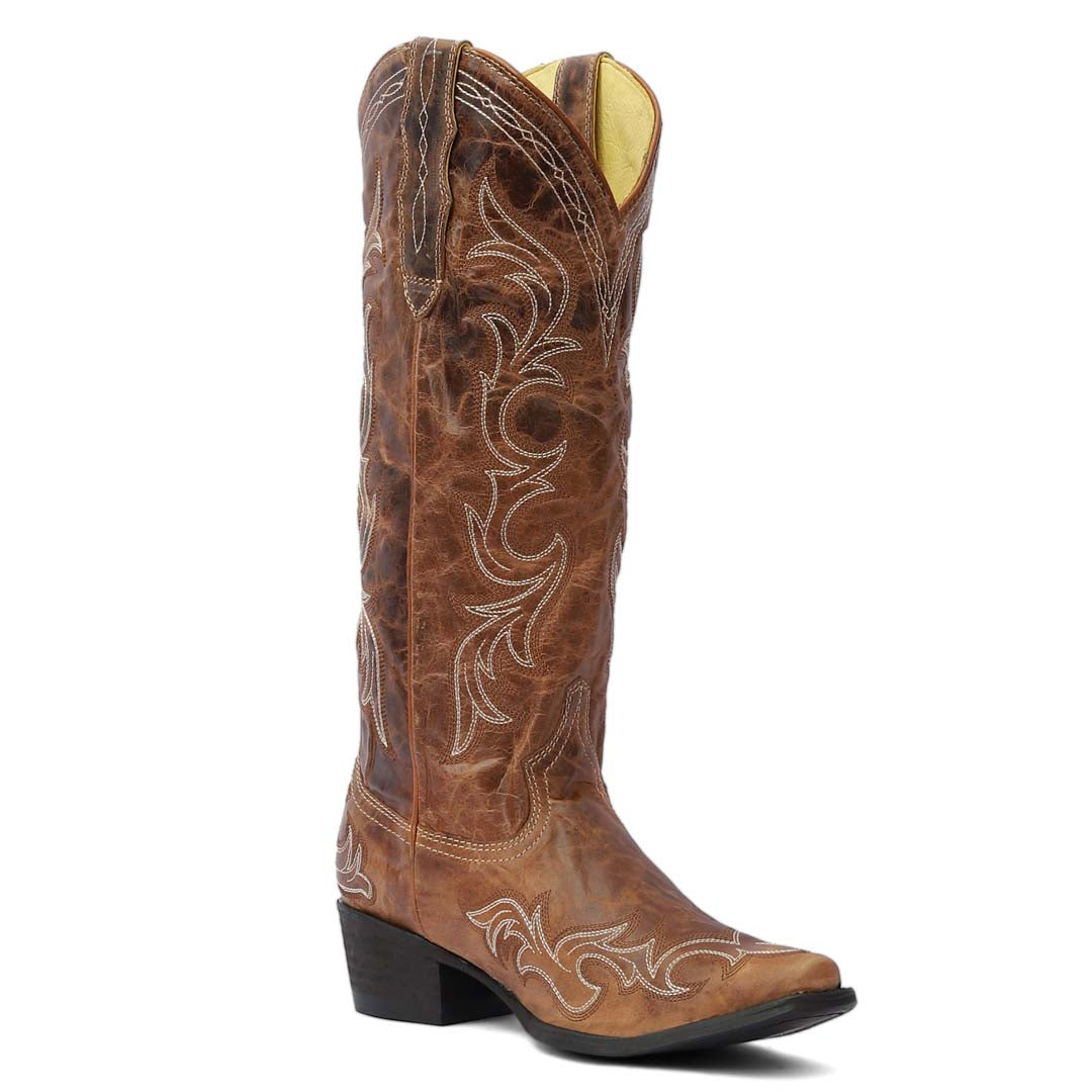 Cody Embroidered Leather Snip Toe Cowboy Boots