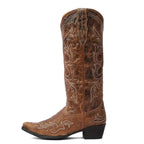 Cody Embroidered Leather Snip Toe Cowboy Boots