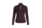 burgundy lone sleeve 3/4 zipper womens athletic top with lemieux branding
