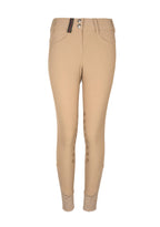 Beige riding pants with buttons on a white background