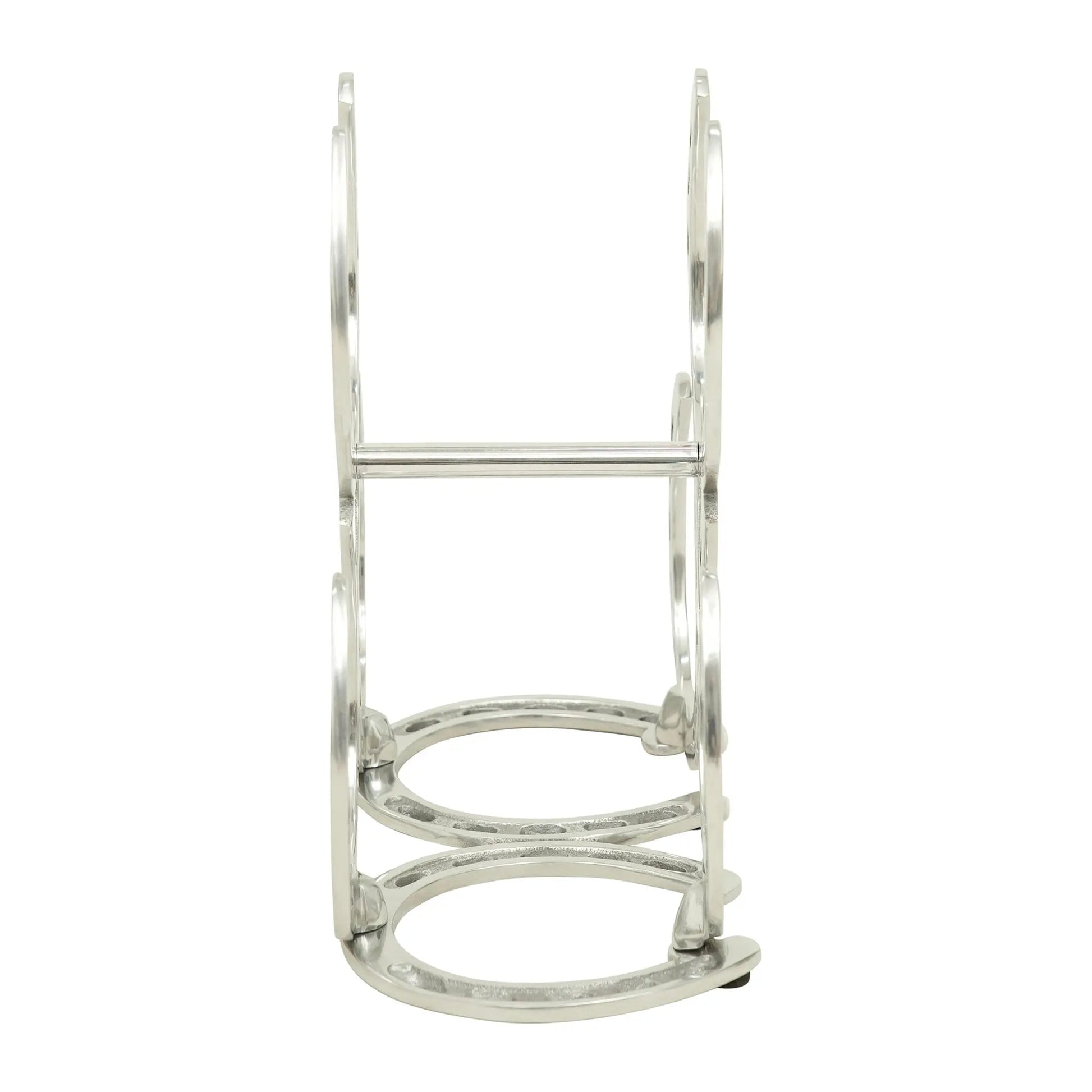 Huntley Horseshoe 3-Bottle Wine Rack, Aluminum Silver Finish