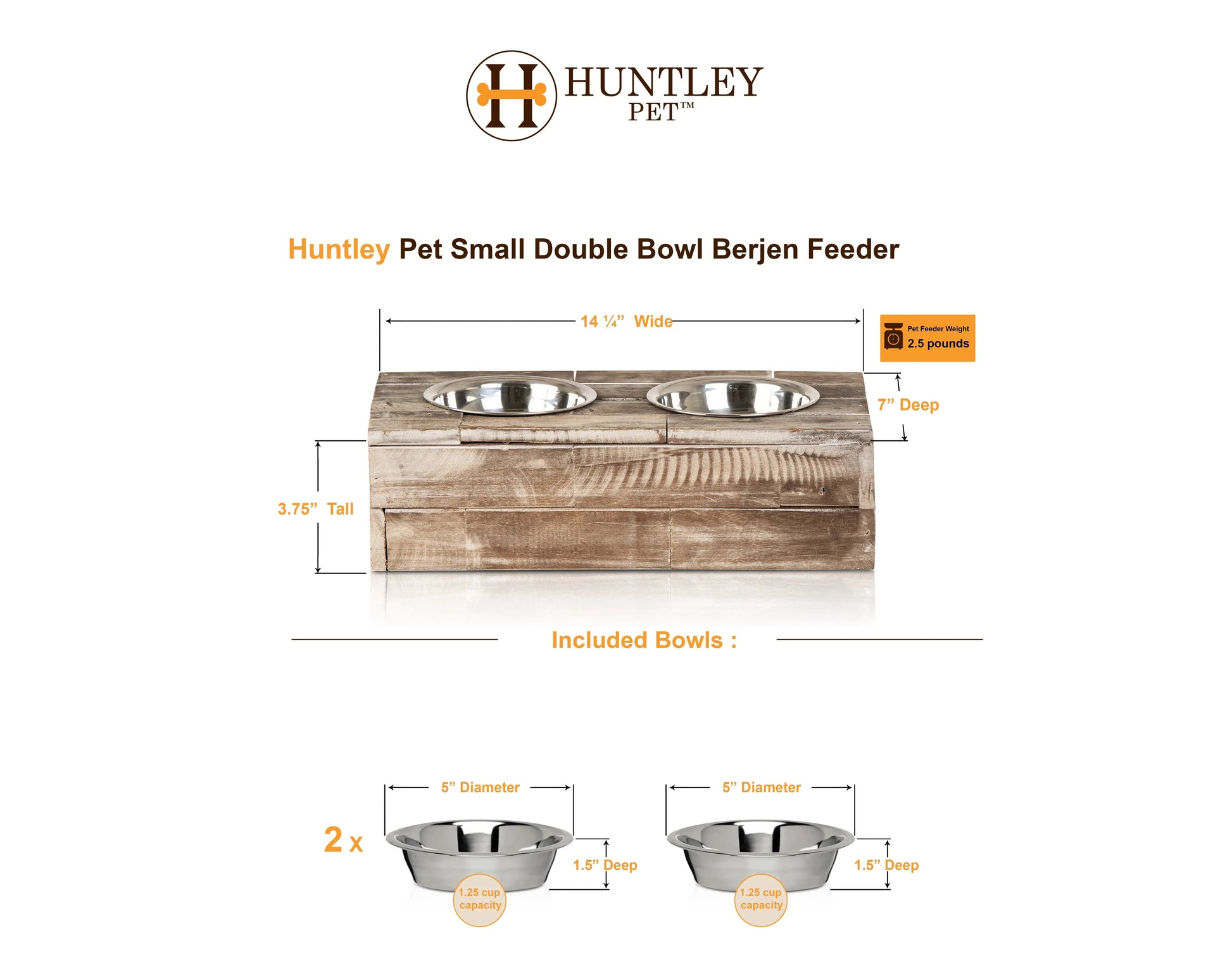 Huntley Pet Elevated Dog and Cat Double Bowl Feeder