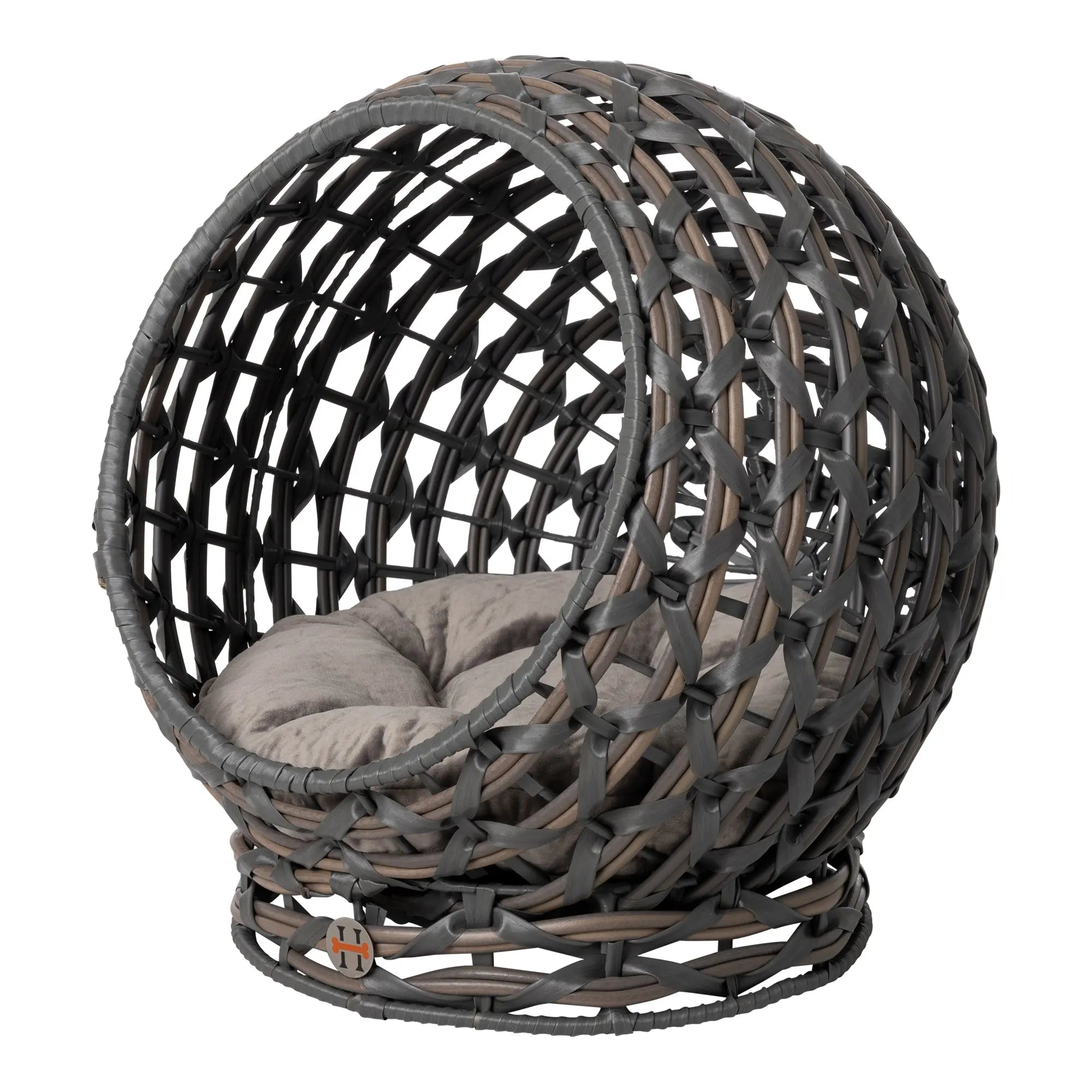 Huntley Pet Hemisphere Rattan Pet Bed, Elevated With Cushion