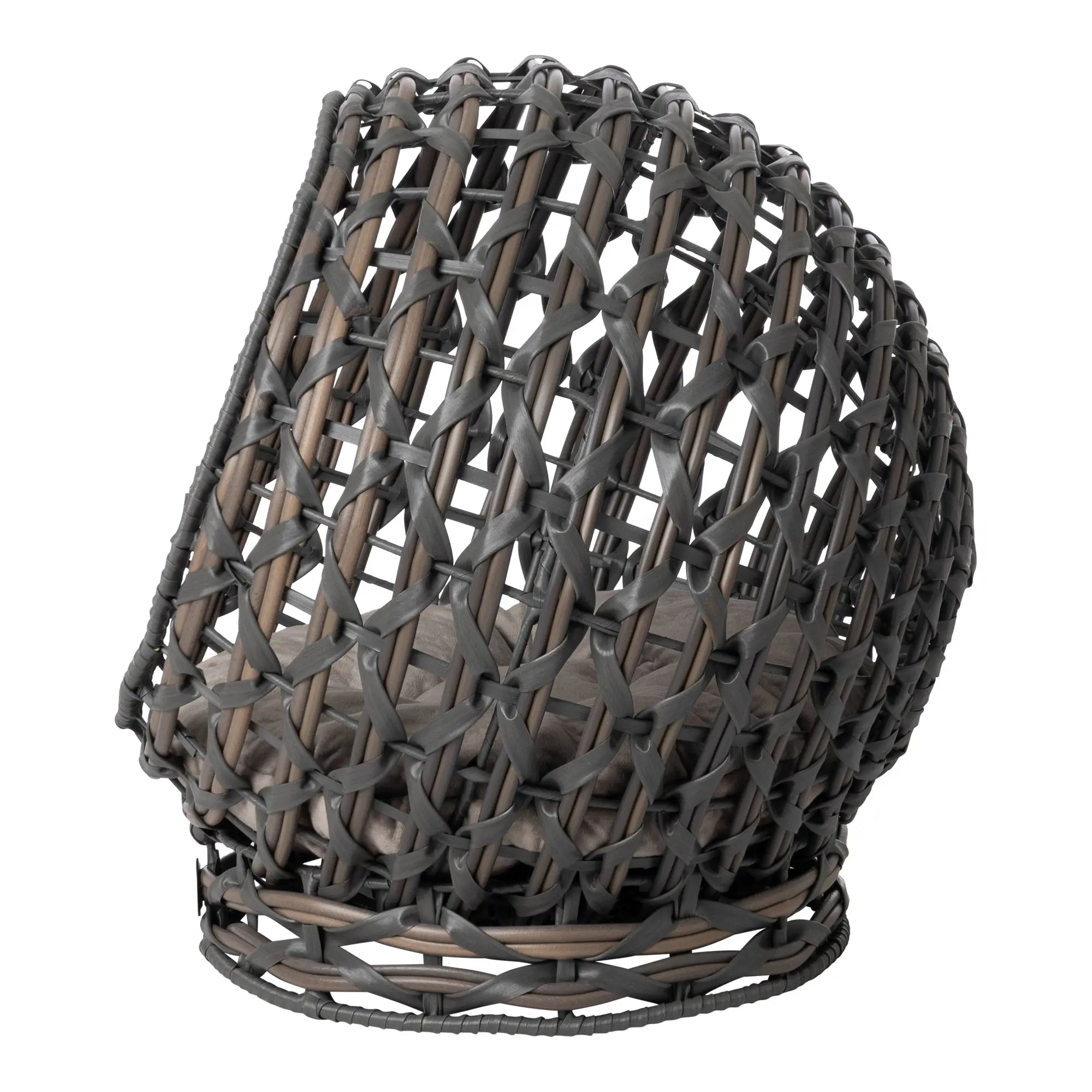 Huntley Pet Hemisphere Rattan Pet Bed, Elevated With Cushion