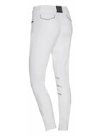 White riding pants with silver details on a white background