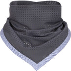 Gray neck gaiter with perforated design on a white background