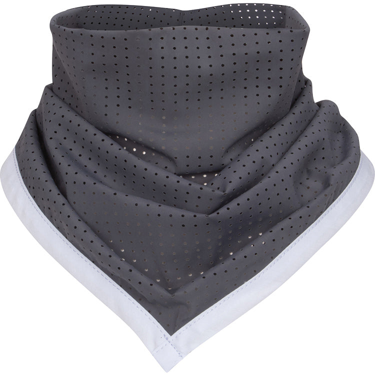 Gray perforated neck gaiter on a white background