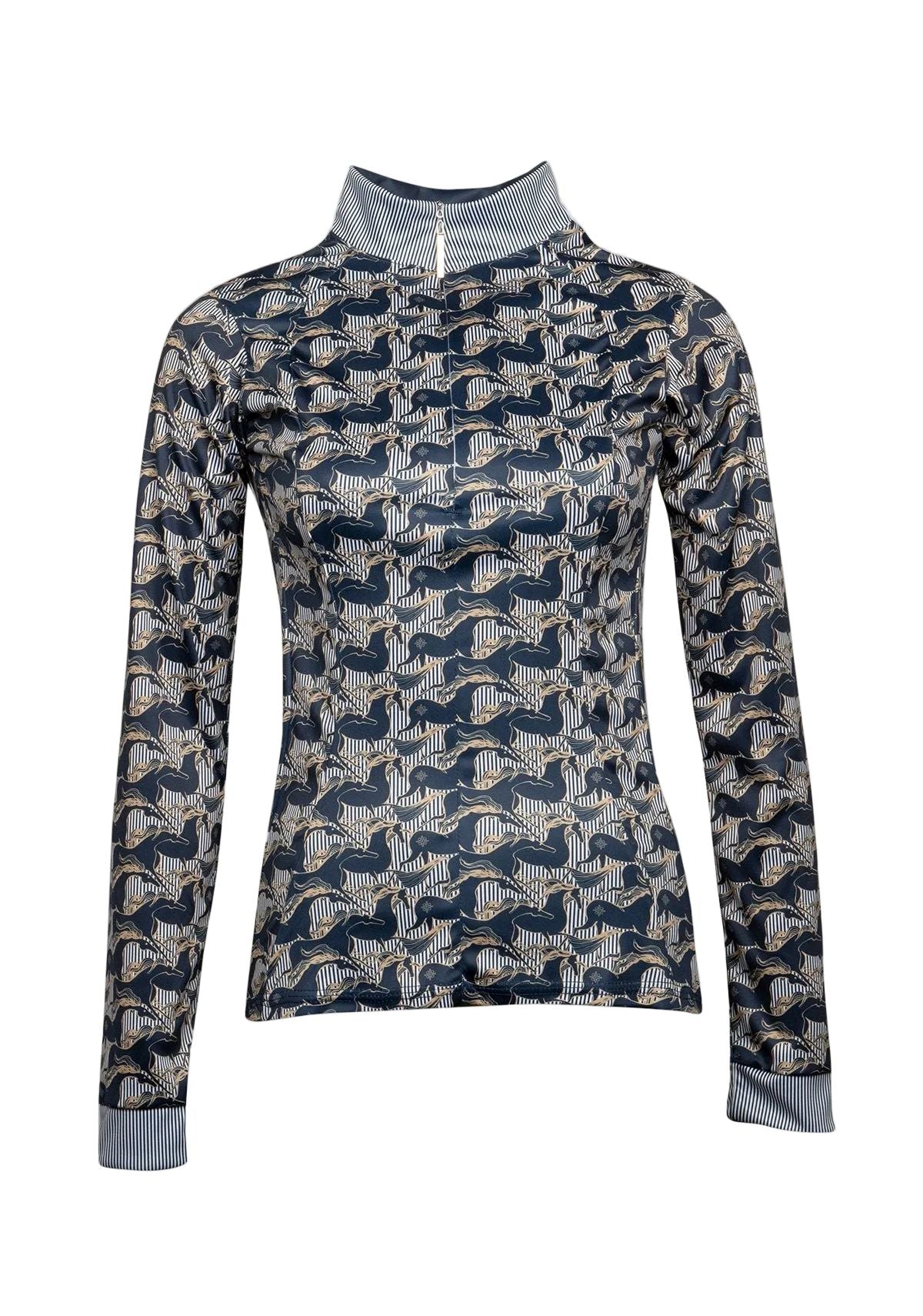 Running Horses Navy Quarter Zip Sun Shirt