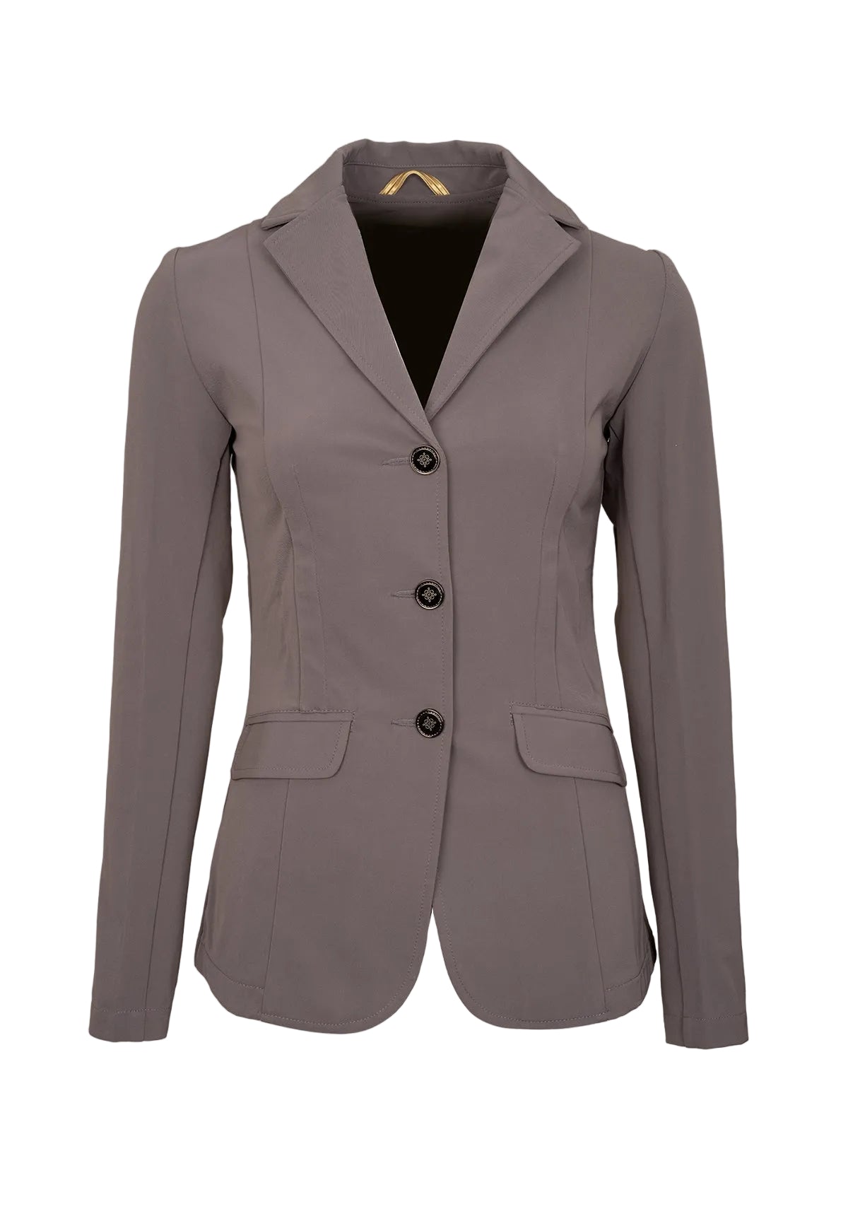Mauve  blazer with a black shirt underneath on a white background