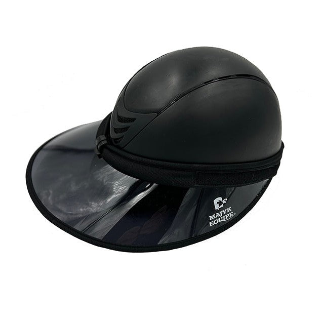 Black sun hat with visor on a white background