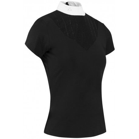 Black short-sleeve equestrian show top