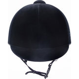 Black riding helmet on a white background