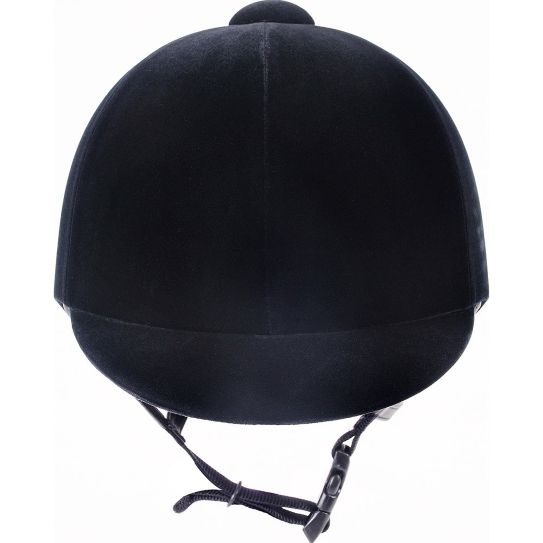 Black riding helmet on a white background