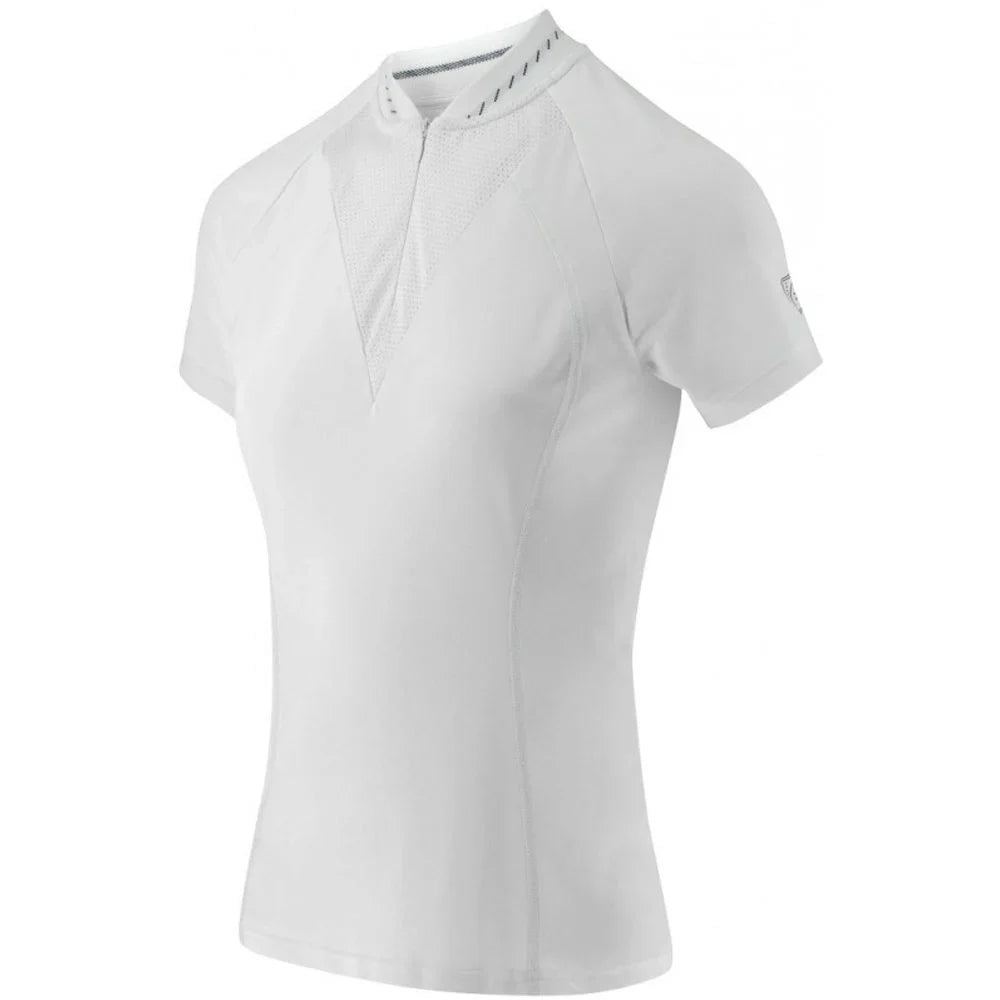 White short-sleeve equestrian competition polo